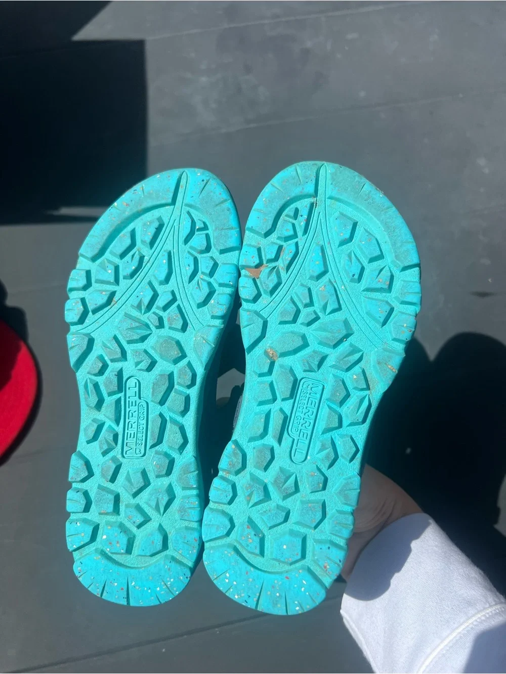 Merrell Navy Sandals with Teal and Pink Patterned Straps